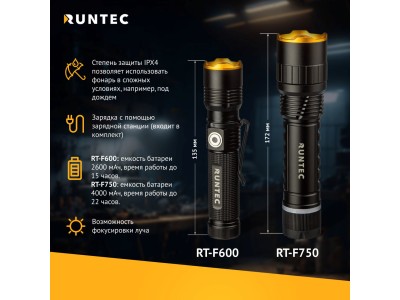 RT-F600, RT-F750 Фонарь ручной аккумуляторный RT-F600, RT-F750 Фонарь ручной аккумуляторный