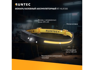 RT-HLR300 Фонарь налобный аккумуляторный RT-HLR300 Фонарь налобный аккумуляторный