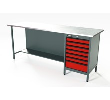 RUNTEC RTS20Z-TS7-NS-3020 Верстак серии Standart, 2000 мм, оцинк, тумба с 7-ю ящиками, красный RAL 3020