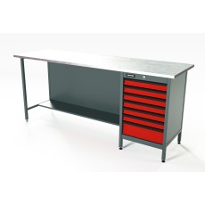 RUNTEC RTS20Z-TS7-NS-3020 Верстак серии Standart, 2000 мм, оцинк, тумба с 7-ю ящиками, красный RAL 3020