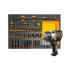 RUNTEC RT-IWPIST1E38F Набор с пневмогайковертом, динамометрическим ключом, ударными головками RUNTEC 1/2", 8-32 мм, CrMo, ложемент EVA, 38 пр.