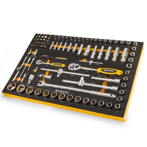 RUNTEC RT-HT1E110F Набор торцевых головок с аксессуарами RUNTEC 1/2", 1/4" в ложементе EVA, 110 предметов