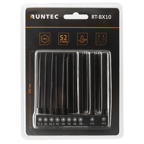 RUNTEC RT-BX10 Набор бит Runtec HEX 10 предметов RUNTEC RT-BX10 Набор бит Runtec HEX 10 предметов