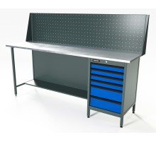 RUNTEC RTS20Z-TS6-NS-P20-5005 Верстак серии Standart, 2000 мм, оцинк, тумба с 6-ю ящиками, экран 500, синий RAL 5005