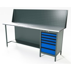RUNTEC RTS20Z-TS6-NS-P20-5005 Верстак серии Standart, 2000 мм, оцинк, тумба с 6-ю ящиками, экран 500, синий RAL 5005