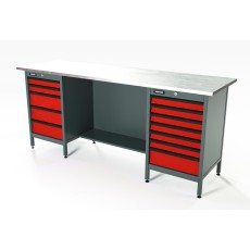 RUNTEC RTS20Z-TS5-TS7-3020 Верстак серии Standart, 2000 мм, оцинк, тумба с 5-ю ящиками + тумба с 7-ю ящиками, красный RAL 3020