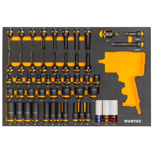 RUNTEC RT-IS1E51F Набор ударных головок с аксессуарами RUNTEC 1/2", 8-32 мм, CrMo в ложементе EVA, 51 предмет