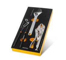 RUNTEC RT-LP1E3F Набор ручных инструментов RUNTEC клещи зажимные, клещи переставные, ключ разводной в ложементе EVA, 3 предмета