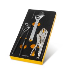RUNTEC RT-LP1E3F Набор ручных инструментов RUNTEC клещи зажимные, клещи переставные, ключ разводной в ложементе EVA, 3 предмета