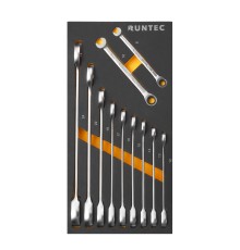 RUNTEC RT-WRE11 Набор ключей комбинированных трещоточных RUNTEC CrV 8-24 мм в ложементе EVA, 11 предметов