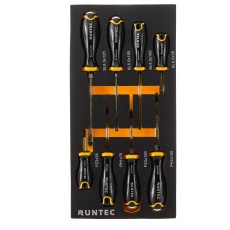 RUNTEC RT-SDE8S Набор усиленных и стандартных отверток RUNTEC CrV, S2 в ложементе EVA, 8 предметов