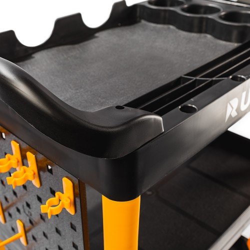 RUNTEC RT-PP3 Тележка с тремя открытыми полками (перфорированная боковина с крючками), черная