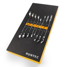RUNTEC RT-WFE8F Набор ключей разрезных стандартных и шарнирных RUNTEC 6-19 мм в ложементе EVA, 8 предметов