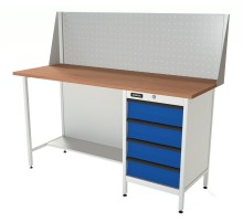 RUNTEC RTS16F-TS4-NS-P16-5005(7035) Верстак серии Standart, 1600 мм, фанера, тумба с 4-мя ящиками, экран 500, синий (светло-серый) RAL 5005 (7035)
