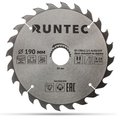 RUNTEC RT-190x2.2/1.4x30/24T Диск пильный по дереву RUNTEC (190х30 мм 24T)