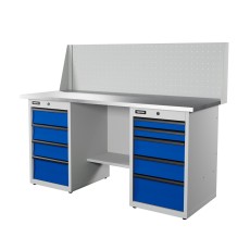 RUNTEC RTI17Z-TI4-TI5-P17-5005(7035) Верстак серии Industrial, 1700 мм, оцинк, тумба с 4-мя ящиками + тумба с 5-ю ящиками, экран 500, синий (светло-серый) RA