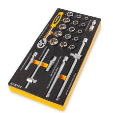 RUNTEC RT-HT1E23F Набор торцевых головок с аксессуарами RUNTEC 3/8" в ложементе EVA, 23 предмета