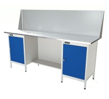 RUNTEC RTS20Z-TS0-TS0-P20-5005(7035) Верстак серии Standart, 2000 мм, оцинк, тумба с дверью + тумба с дверью, экран 500, синий (светло-серый) RAL 5005 (7035)