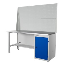 RUNTEC RTI17Z-TI0-NI-P17-P17-5005(7035) Верстак серии Industrial, 1700 мм, оцинк, тумба с дверью, экран 1000, синий (светло-серый) RAL 5005 (7035)