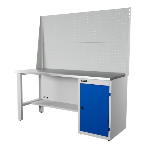RUNTEC RTI17Z-TI0-NI-P17-P17-5005(7035) Верстак серии Industrial, 1700 мм, оцинк, тумба с дверью, экран 1000, синий (светло-серый) RAL 5005 (7035)