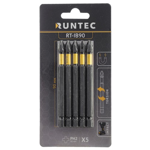 RUNTEC RT-IB90 Бита ударная RUNTEC H6.35 90мм PH2 5шт. RUNTEC RT-IB90 Бита ударная RUNTEC H6.35 90мм PH2 5шт.