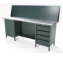 RUNTEC RTS20Z-TS0-TS4-P20-7016 Верстак серии Standart, 2000 мм, оцинк, тумба с дверью + тумба с 4-мя ящиками, экран 500, серый RAL 7016