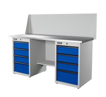 RUNTEC RTI17Z-TI4-TI4-P17-5005(7035) Верстак серии Industrial, 1700 мм, оцинк, тумба с 4-мя ящиками + тумба с 4-мя ящиками, экран 500, синий (светло-серый) R
