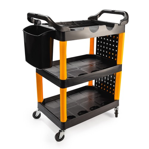 RUNTEC RT-PP3 Тележка с тремя открытыми полками (перфорированная боковина с крючками), черная