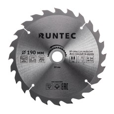 RUNTEC RT-190x2.2/1.4x30/24T Диск пильный по дереву RUNTEC (190х30 мм 24T)