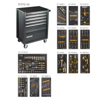 RUNTEC RT-HT220STD-6G Тележка инструментальная 6 полочная Standart серая с комплектом инструмента, 220 предметов