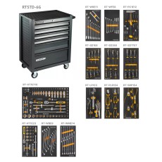 RUNTEC RT-HT220STD-6G Тележка инструментальная 6 полочная Standart серая с комплектом инструмента, 220 предметов
