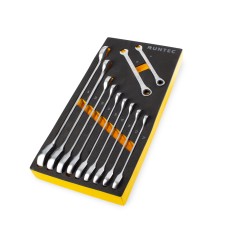 RUNTEC RT-WRE11F Набор ключей комбинированных трещоточных RUNTEC CrV 8-24 мм в ложементе EVA, 11 предметов