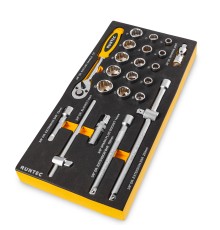 RUNTEC RT-HT1E23 Набор торцевых головок с аксессуарами RUNTEC 3/8" в ложементе EVA, 23 предмета