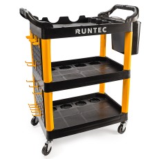 RUNTEC RT-PP3 Тележка с тремя открытыми полками (перфорированная боковина с крючками), черная