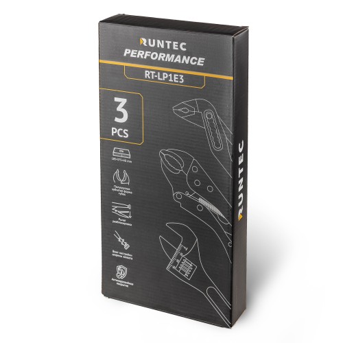 RUNTEC RT-LP1E3 Набор ручных инструментов RUNTEC клещи зажимные, клещи переставные, ключ разводной в ложементе EVA, 3 предмета